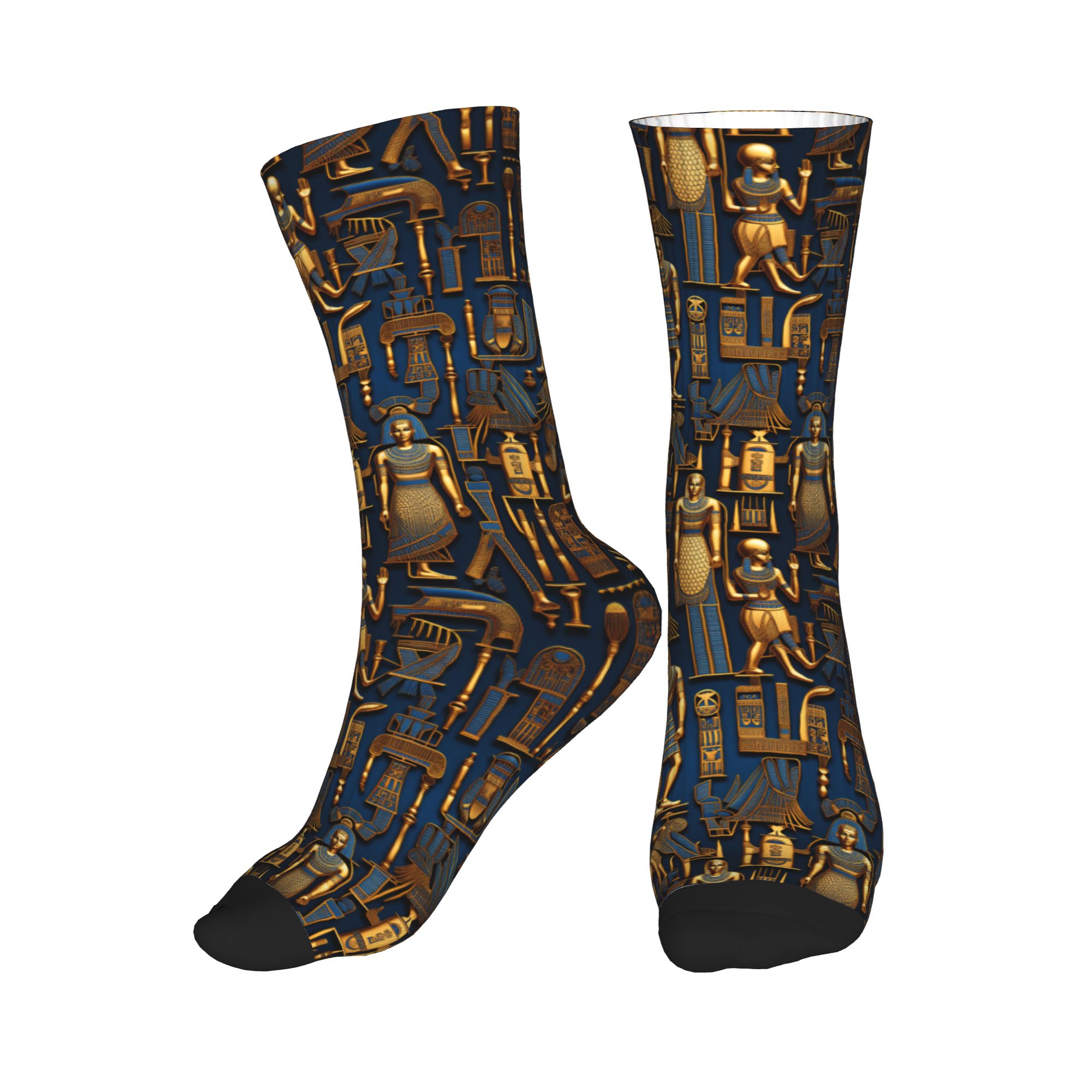 Dress Sock Men - エジプトの神々とシンボル柄メンズクルーソックスユニセックスかわいい3Dプリントドレスソックス