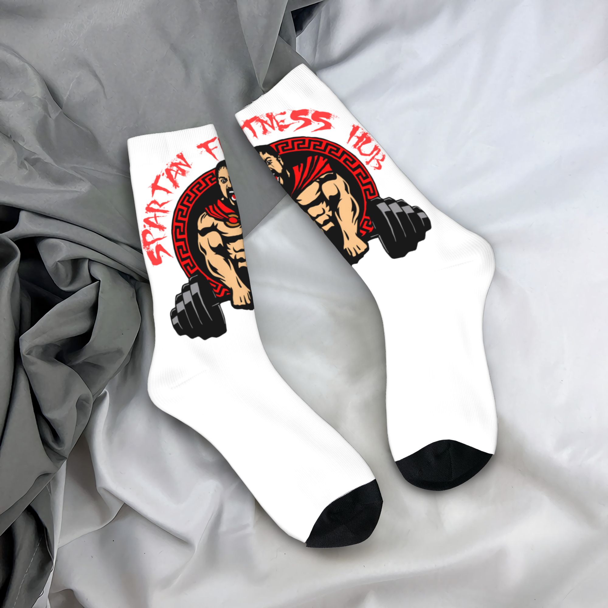 Dress Sock Men - カスタムスパルタンジムメンズクルーソックスユニセックスノベルティボディービルフィットネス筋肉春夏秋冬ドレスソックス