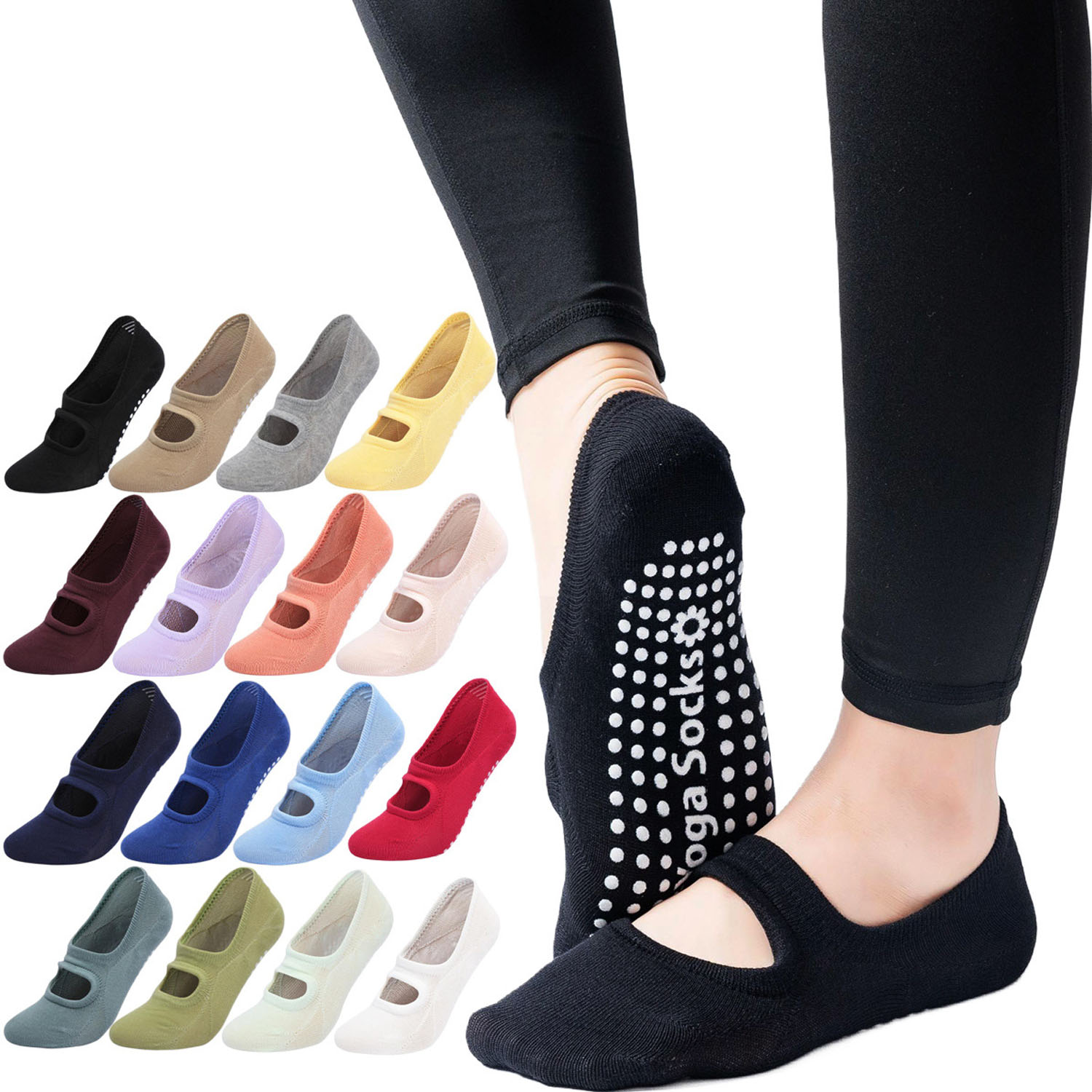 Grip Sock Yoga - 高品質の女性ヨガソックス滑り止め通気性バックレスピラティスソックス足首レディースバレエダンススポーツソックスフィットネスジム用