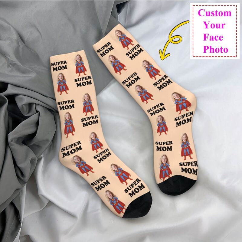 Dress Sock Men - スーパーママカスタムメンズクルーソックスユニセックス楽しいパーソナライズされた顔写真プリント春夏秋冬ドレスソックス