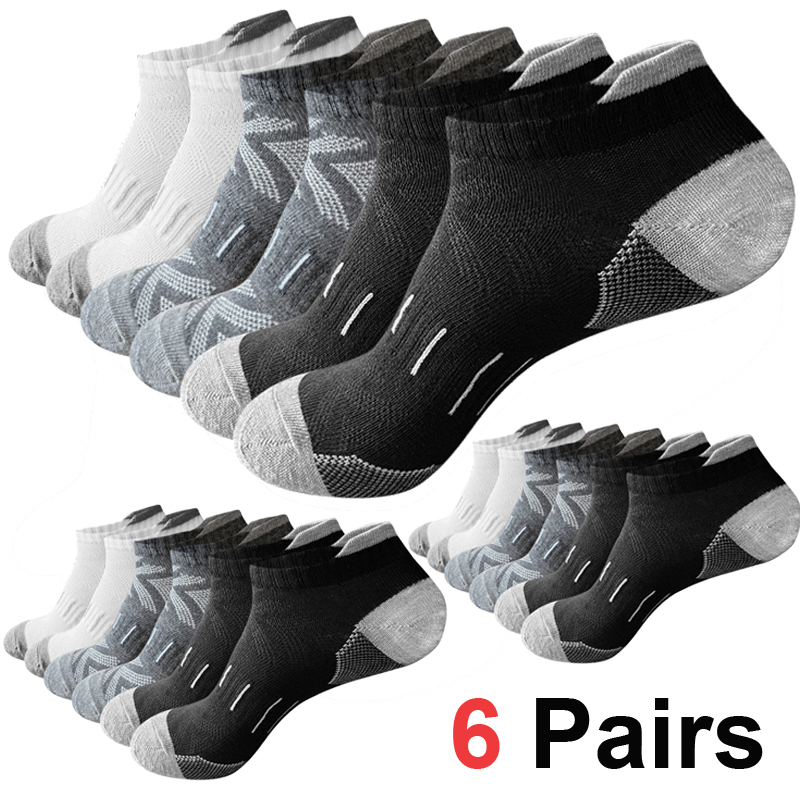 Ankle Sock Low Cut - 6/12足組 クッション性のあるアスレチックアンクルソックス 通気性のあるメッシュ素材 吸湿発散性 ローカット アーチサポート付き