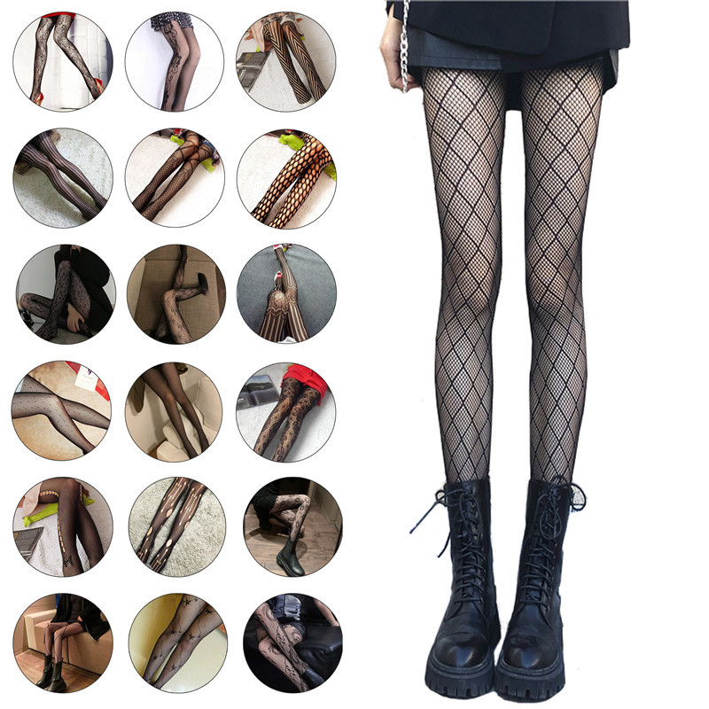 Fishnet Stocking Women - 2枚組 リボン付き セクシー レディース ホローレース パンティストッキング