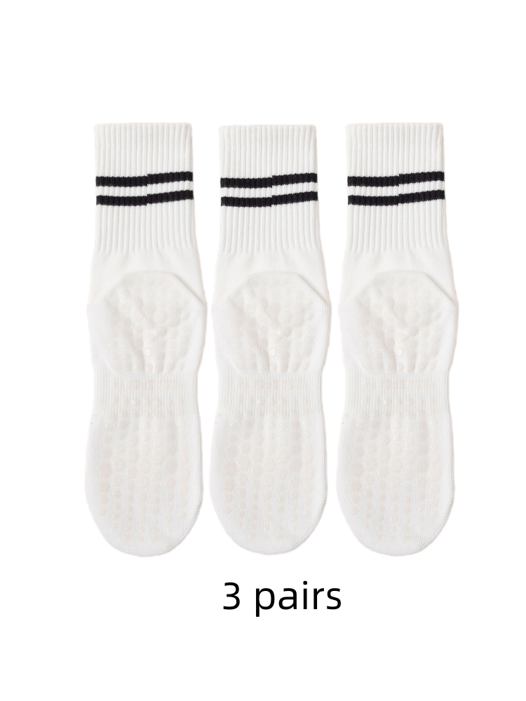ヨガソックス 3 足、ミディアムレングスソックス、ピュアコッ - Grip Sock Yoga のレビューと価格