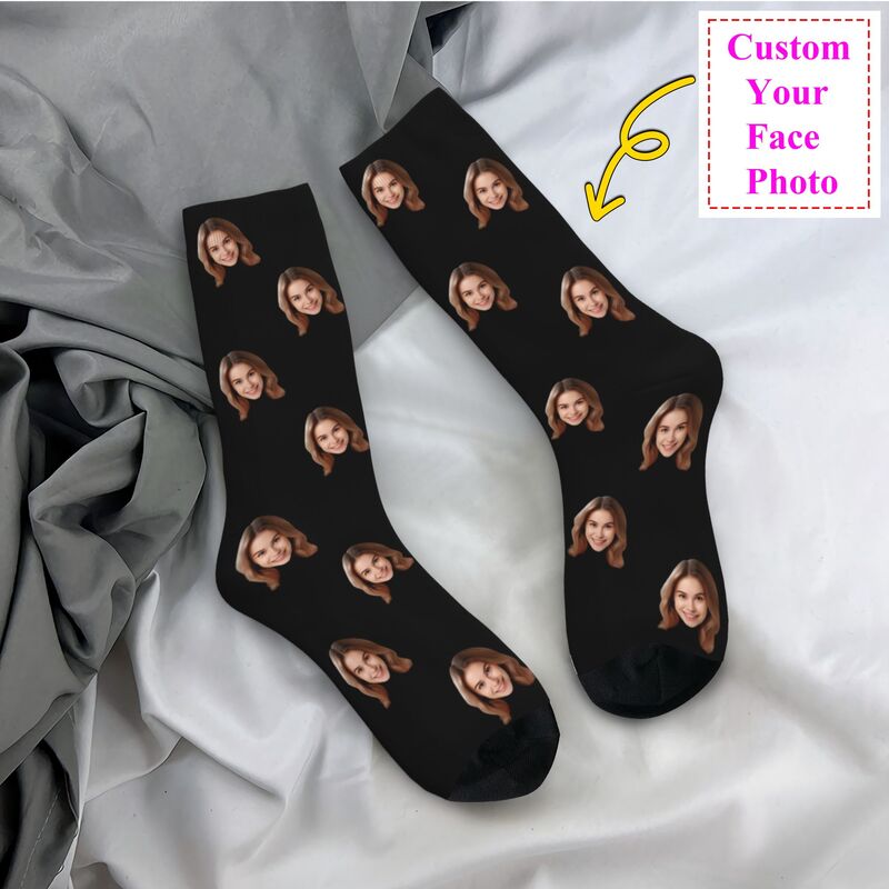 パーソナライズされたカスタム顔写真男性女性クルーソックスユニ - Dress Sock Men のレビューと価格