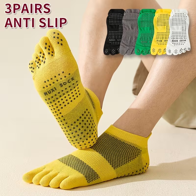 メンズ 3 足組つま先ソックス 滑り止めドットグリップソック - Grip Sock Yoga のレビューと価格