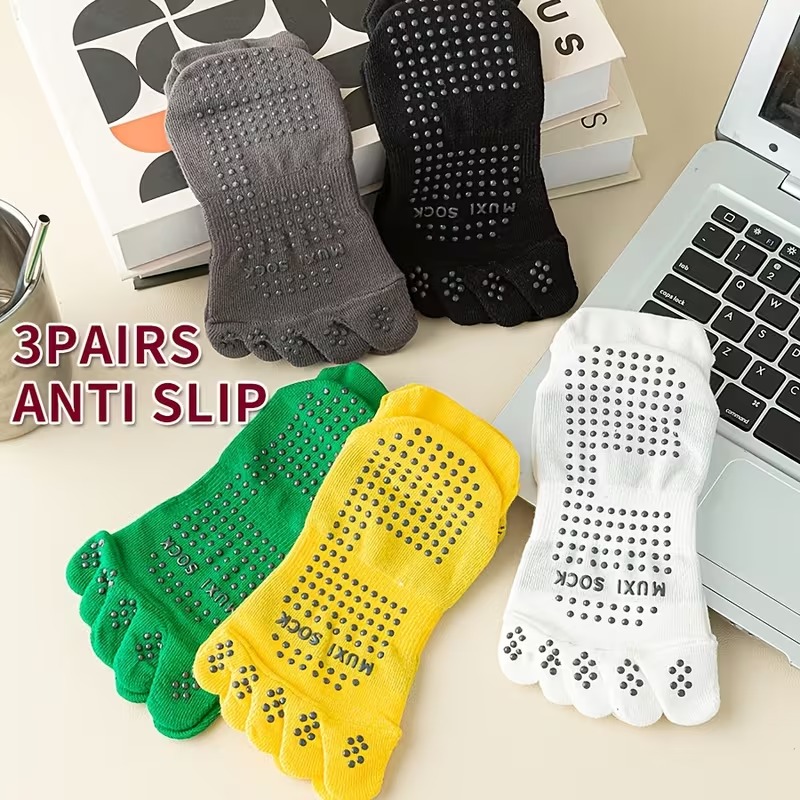 メンズ 3 足組つま先ソックス 滑り止めドットグリップソック - Grip Sock Yoga のレビューと価格