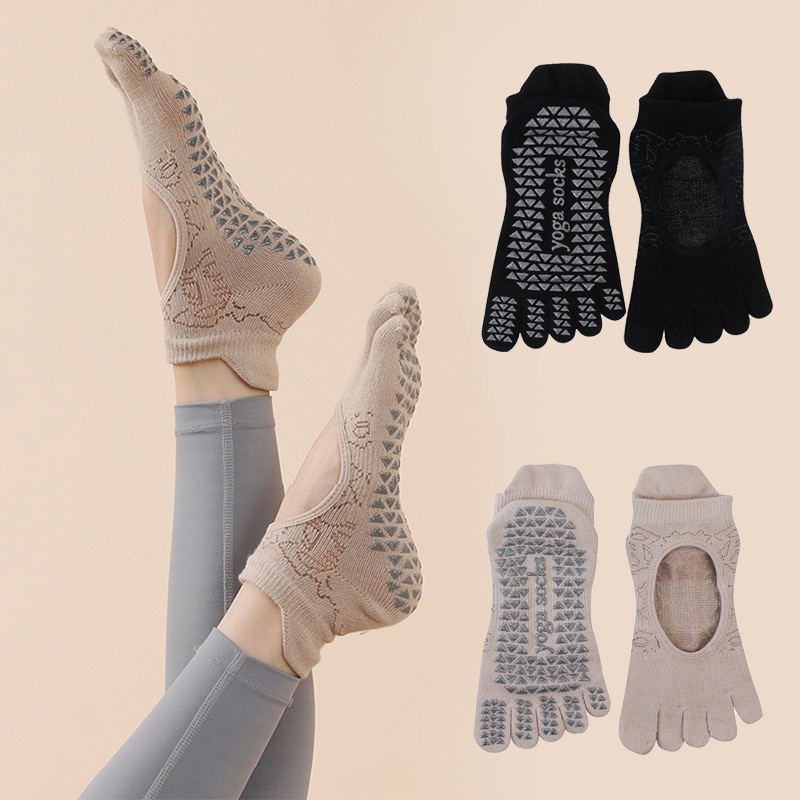 女性のための5本指のつま先の滑り止めソックス,ジム,ダンス, - Grip Sock Yoga のレビューと価格