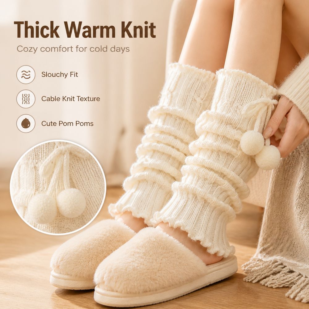 ニット製レッグウォーマー、フリルエッジ、ケーブルニット柄、ブ - Boot Sock Slouchy のレビューと価格