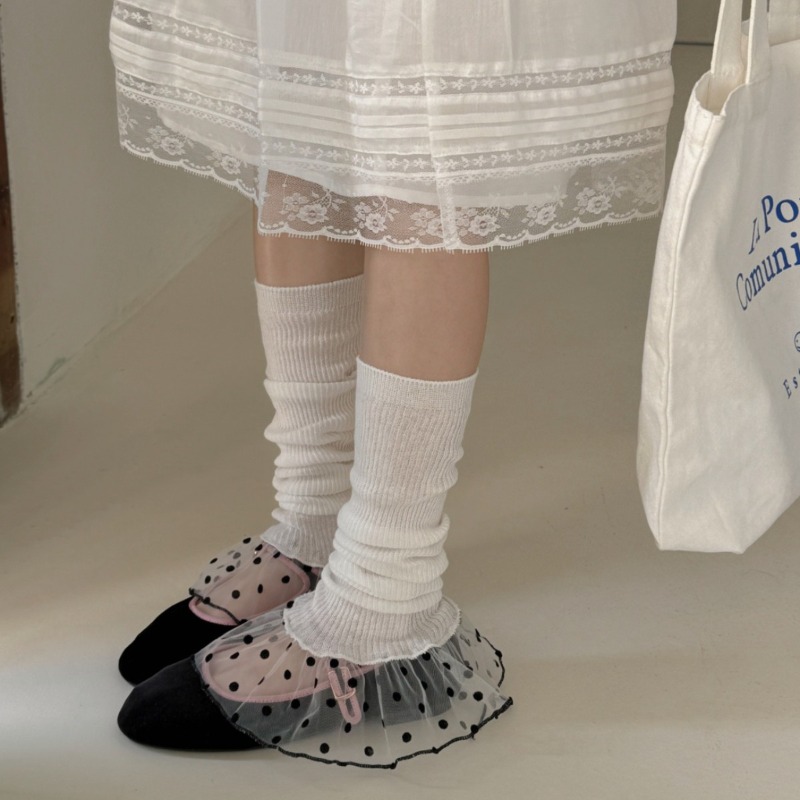 シンプルスタイルのレッグウォーマー、女の子用薄手カラーブロッ - Boot Sock Slouchy のレビューと価格