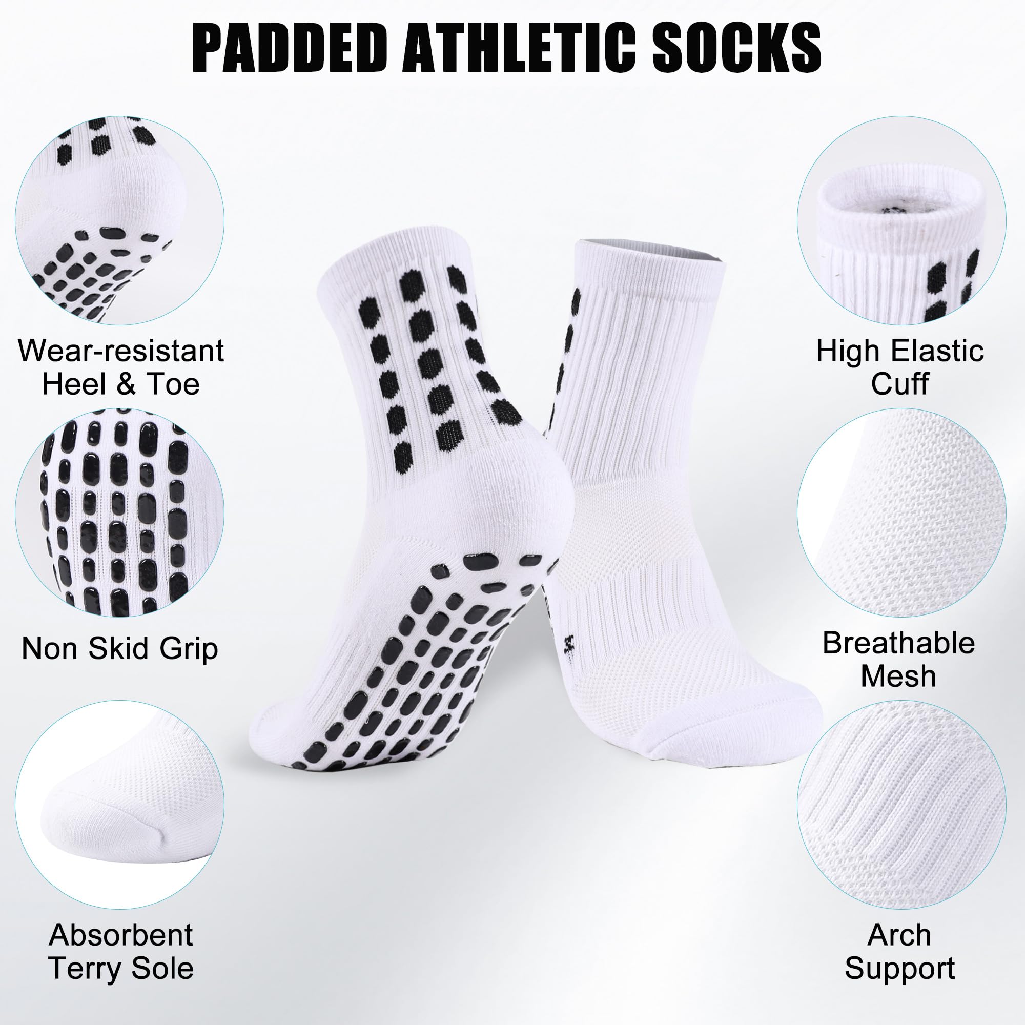 4/8 ペアキッズグリップサッカーソックスクッション性ノンス - Athletic Sock Cushion のレビューと価格