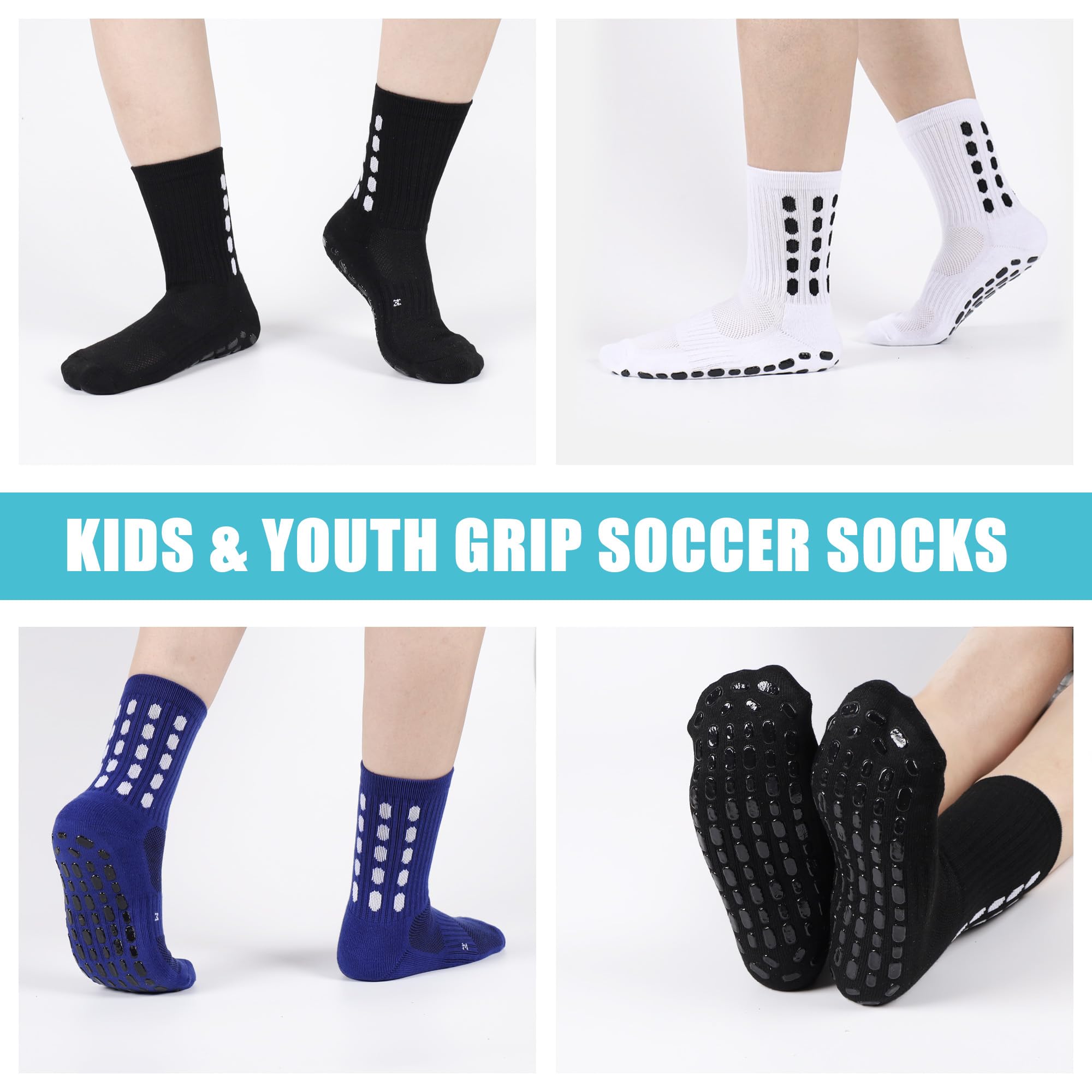 4/8 ペアキッズグリップサッカーソックスクッション性ノンス - Athletic Sock Cushion のレビューと価格