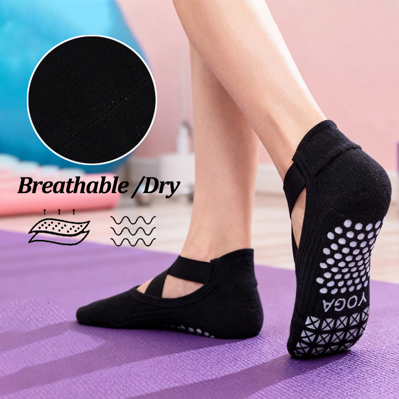 女性ノンスリップヨガソックスシリコーン屋内綿包帯バックレスピ - Grip Sock Yoga のレビューと価格