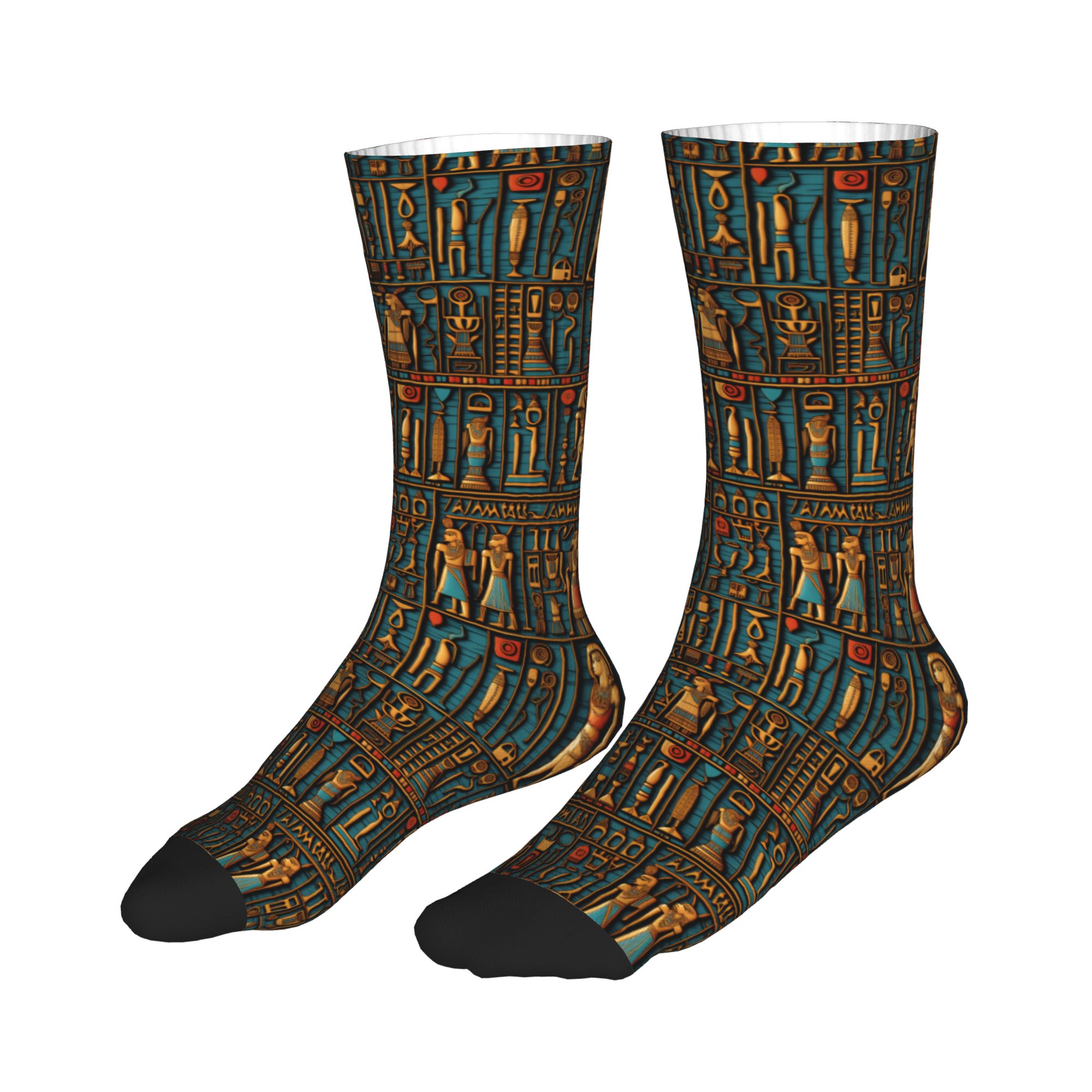 クールなメンズエジプト象形文字神々のシンボルアートパターンド - Dress Sock Men のレビューと価格